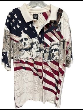 American Clothing Company USA All Over Print Men’s Collar Short Sleeve Shirt XXL